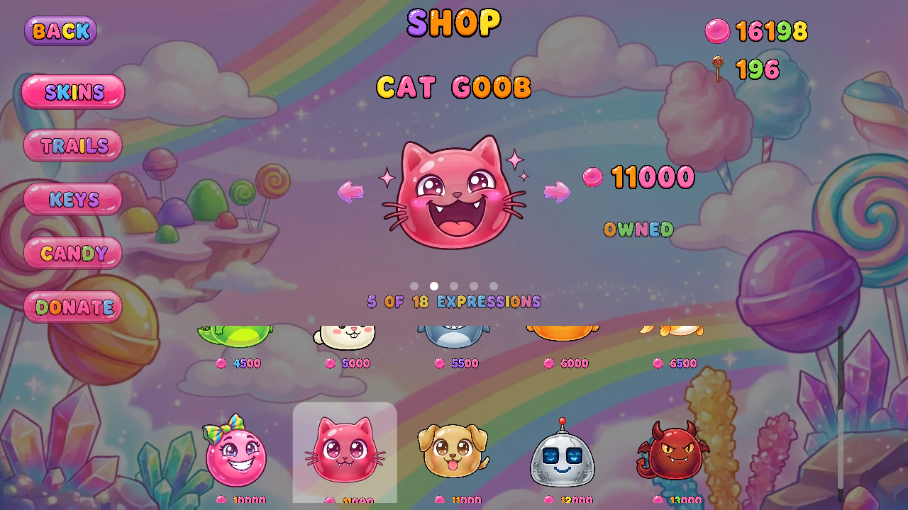 GOOBS shop — cat skin, jelly coins