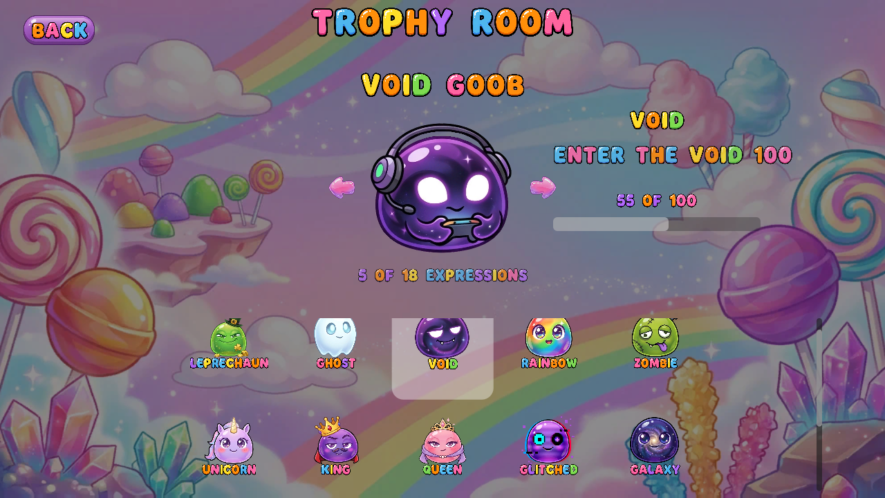 GOOBS trophy room — achievement collection
